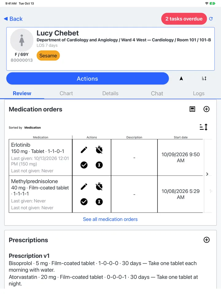 Medication orders and recorded administrations