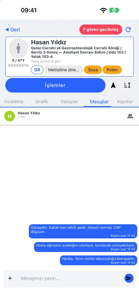 Hasta hakkında, kaydın içinde sohbet